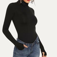 Perfect Condition Never Worn Black Turtleneck Bodysuit For Party, Black Fitted Turtleneck Bodysuit, Fitted Black Turtleneck Bodysuit, High Neck Black Bodysuit For Winter, Sleek Black Bodysuit For Fall, Trendy Black Turtleneck Bodysuit, Black High-neck Bodysuit For Fall, Trendy Black High Neck Bodysuit, Chic Black High Neck Bodysuit