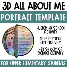 All About Me | 3D Portrait Template | Back to School Art ActivityThis activity is a great back to school or first day of school project for students to better to know their classmates. You can have students pair up and interview each other using this resource OR you can have each student create one ... Back To School Art Activity, Portrait Template, School Art Activities, 3d Portrait, Back To School Art, Art Activity