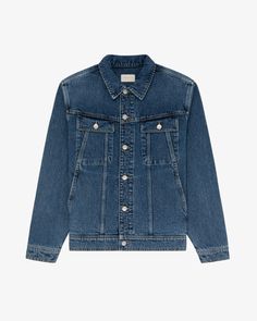 Denim Trucker Jacket – Aimé Leon Dore Elasticated Dress, Color Block Scarf, Cotton Plaid Shirt, Straight Fit Denim, Aime Leon Dore, Denim Trucker Jacket, Wool Trousers, Half Zip Pullover, Trucker Jacket