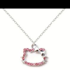 Newdarling!! Pink Cz Hello Kitty Necklace In Silver Plating. Perfect For Those Hello Kitty Lovers In Your Life. Very Shiny And Brilliant. Suitable For All Ages. Suitable For Most Occasions. Perfect As A Gift Or For Yourself. Nwt Hello Kitty Necklace, Kitty Necklace, New Darlings, Chic Tattoo, Kitty Clothes, Hello Kitty Clothes, Kids Accessories Jewelry, Girl Jewelry, Cat Necklace