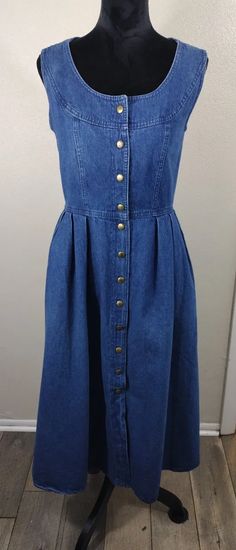 Vtg 80s Woolworth Denim Bodice Dress Snap Button Front Med | eBay Western Denim Dress, 80s Western, Dress Snap, Western Dress, Jean Dress, Bodice Dress, 80s Dress, Denim Cotton, Western Dresses