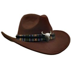 PRICES MAY VARY. Traditional western cowboy hat,The Brim 7cm/2.7"-High:12cm/4.7" The Cowboy hat Made of felt,Breathable,comfortable and lightweight Soft Cotton sweatband，Water repellent,fashion design and classical cattlemen style with metal bull head and wintage band. This men and woman's felt cowboy hat can be crushed and rolled up for easy packing, storage, or even getting tucked into your pocket. The great gift for beach, boating,hiking, funny party, gardening, vacation, tourism, weekend get Adjustable Hats For Rodeo, Brown Curved Brim Top Hat For Ranch, Brown Top Hat With Curved Brim For Rodeo, Western Style Brown Top Hat With Curved Brim, Brown Wide Brim Top Hat For Ranch, Brown Top Hat With Curved Brim For Western-themed Events, Brown Curved Brim Top Hat For Western-themed Events, Western Style Brimmed Felt Hat For Outdoor, Country Style Felt Hat With Flat Bill For Outdoor