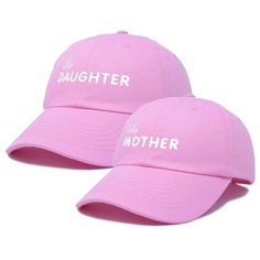 Are you and Mom besties? Our Like Mother Like Daughter hats are the perfect way to show off your girl power. Embroidery Made to Order Embroidered in California USA Designed in California Pink Dad Hat With Letter Print, Pink Letter Print Cap, Mother's Day Curved Brim Hat With Letter Print, Trendy Pink Cotton Snapback Hat, Pink Dad Hat With Letter Print And Curved Bill, Pink Dad Hat With Embroidered Logo, One Size, Pink Cotton Dad Hat, Pink Hats With Letter Print And Curved Bill, Pink Baseball Cap With Letter Print