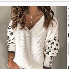 Brand New Animal Print Sweater. Cream With Gray Animal Print Sleeves. Cotton Acrylic. Size Small Runs Big Cute White Tops For Fall, White Casual Sweater For Fall, Casual White Tops For Fall, White Casual Tops For Fall, White Casual Top For Fall, Cute White Winter Tops, Cute White Tops For Winter, Cute Fitted White Sweater, White Fitted Cute Sweater