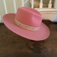 This Listing Is For An Olive And Pique Pink Miette Rancher Hat. This Hat Is Brand New With Tags. Classic Pink Hat With Curved Brim, Classic Adjustable Pink Hat, Pink Fitted Brimmed Fedora, Fitted Pink Brimmed Fedora, Classic Pink Wide Brim Hat, Fitted Pink Hat For Country Events, Pink Country Hat With Short Brim, Pink Curved Brim Felt Hat For Country Events, Pink Flat Brim Hat Bands For Country Events