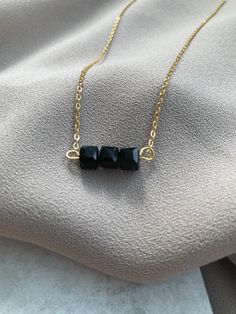 Triple Black Bead Chain Necklace, 3 Cube Crystal Black Beads Elegant Necklace, Mother Day Gift,Special Day Gifts, Gift for Her,Daily Jewelry Stylish Touches ! You will feel energetic and stylish with elegant chains and handmade cube-shaped black crystal beads. You will love the harmony of black and gold color. You will have jewelry that you will love to use in your daily elegance or on your special days. You can also use it layered. Choose the chain and size you want. Order your wonderful specia Black Round Beads Chain Necklace As Gift, Black Beaded Necklace With Adjustable Chain As Gift, Black Chain Necklace With Round Beads For Gift, Minimalist Black Beaded Necklaces As Gift, Minimalist Black Beaded Necklace For Gift, Minimalist Black Beaded Necklace As Gift, Gold Crystal Necklace With Black Beads As Gift, Gold Crystal Necklace With Black Beads For Gift, Bead Chain Necklace