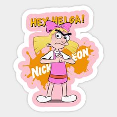 a cartoon character with the words hey hella nicon