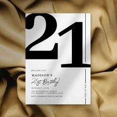 an elegant 21st birthday party card with the number twenty one on it's front