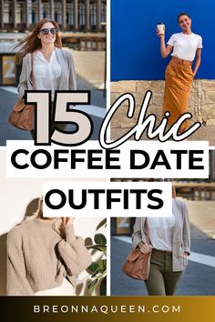 Find trendy and comfortable coffee date outfit ideas in my latest blog post. From fashionable athleisure to chic casual wear, these looks you can wear year-round, from cozy fall layers to breezy summer dresses. #CoffeeDateOutfits #SeasonalStyle #WomenFashion Fall First Date Outfit Casual, Cute Coffee Date Outfits Fall, Outfit Ideas For Coffee Date, Casual Sunday Outfit Fall, First Date Coffee Outfit, Coffee Dates Outfits, Coffee Date Outfit Summer, Casual Saturday Outfit, Non-stretch Dress For Date Night In Fall