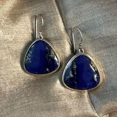 Large Lapis Earrings Set In Silver. Stamped Silver. Dimensions Shown In Pics. Lovely Bright Blue Lapis. Lapis Earrings, Blue Lapis, Earrings Color, Christmas Wishlist, Earrings Set, Bright Blue, Earring Set, Color Blue, Jewelry Earrings