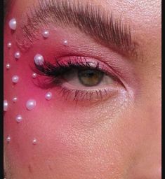 Gems On Face Ideas, Pink Drag Makeup, Vampire Bride, Rhinestone Makeup, Carnival Makeup, Rave Makeup, Eye Makeup Pictures, Ethereal Makeup, Colorful Eye Makeup