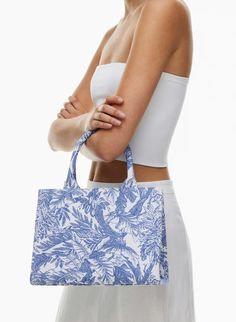 KEEP SMALL TOTE | Aritzia Chic Cotton Shoulder Bag For Vacation, Chic Cotton Shoulder Bag For Spring, Summer Canvas Bags With Rolled Handles, Vacation Cotton Tote Shoulder Bag, Summer Cotton Bags With Removable Pouch, Chic Blue Cotton Bag, Chic Canvas Bag With Double Handle For Spring, Cotton Double Handle Beach Bag, Chic Spring Canvas Bag With Double Handle