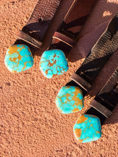 This band is what started it all! Our Pinnacle band on vintage latigo leather is such a statement piece! I couldn't see all the latigos on our ranch getting thrown out and visualized a large geometric piece of turquoise as a buckle, and made it happen. Theses chunks of Kingman turquoise are outstanding and I find the ranchiest leather possible! You will love it! Adjustable Artisan Leather Belt Buckles, Adjustable Turquoise Western Belt Buckles, Adjustable Southwestern Leather Belt, Southwestern Style Adjustable Leather Belt, Kingman Turquoise, Made It, Statement Pieces, Buckle, Turquoise