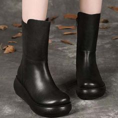 Product Information:Product category: Martin bootsUpper Material: Artificial PUSole Material: RubberApplicable gender: femaleToe shape: round toeHeel shape: Wedge heelHeel height: high heel (6-8CM)Pattern: plainInsole material: artificial woolInside material: woolMaterial inside the boot shaft: artificial short plushBoot tube material: PUColor: black, dark brownSize Information:Size: 35,36,37,38,39,40Packing List:Ladies leather boots x1 Winter Wedge Boots With Round Toe, Trendy Wedge Boots With Reinforced Heel, Trendy Wedge Boots With Reinforced Heel And Round Toe, Medium Width High Ankle Winter Wedge Boots, Spring Platform Wedge Boots With Round Toe, Spring Platform Mid-calf Boots With Round Toe, Fall Wedge Boots With Reinforced Heel And Round Toe, Fall Wedge Boots With Round Toe, Trendy Medium Width Wedge Boots For Winter