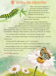 a book with an image of a butterfly and a caterpillar on it