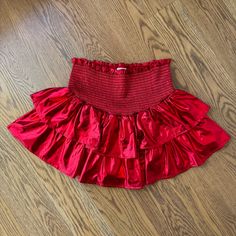 Never Worn Perfect Condition Red Ruffled Skirt For Night Out, Red Ruffled Mini Skirt For Party, Queen Of Sparkles, Sparkle Skirt, Red Shorts, Womens Skirt, Sparkle, Queen, Red