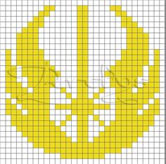 a cross stitch pattern with the shape of a smiley face in yellow and white, on a