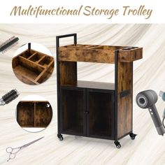 there are many different items that can be used to make a storage trolley for hair products