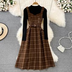 Size Length(cm) Bust(cm) Shoulder(cm) Sleeve(cm) Waist(cm) S 104 84 70 M 105 88 74 L 106 92 78 XL 107 96 82 2XL Sweater Size 58 74-104 60 Cute Fall Dress Outfits, Cottagecore Outfits Winter, Fall Cottagecore Outfits, Cute Cottagecore Outfits, Dark Cottagecore Outfits, Dark Academia Dress, Dark Academia Dresses, Winter Women Sweater, Dark Academia Cottagecore