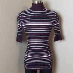 New With Tags. Pull On. Buttons At Sleeve Ends. Winter Purple Fitted Tops, Fitted Purple Winter Tops, Fitted Purple Tops For Winter, Purple Stretch Winter Tops, Purple Stretch Tops For Winter, Purple Stretch Top For Winter, Purple Stretch Ribbed Tops, Stretch Ribbed Purple Tops, Purple Ribbed Stretch Top