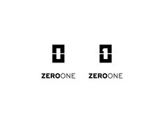 two black and white logos with the words zeroone