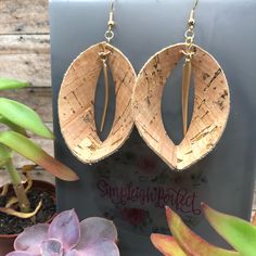 Cork With Gold Faux Leather. These Are Gorgeous In Person! So Unique. Lion Earrings, Gold Candy, Akoya Pearl Earrings, Football Earrings, Silver Star Earrings, Leather Earring, Starburst Earrings, Blue Dangle Earrings, Swirl Earrings