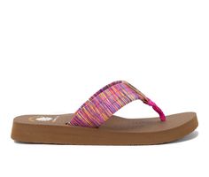 Our NADIA flip-flops are the perfect blend of comfort and style, featuring a soft fabric upper adorned with a faux suede center logo tab and a soft ribbon thong post. These flip-flops are part of our exclusive MellowMat™️ collection, boasting a broad, round-toe shape and a casual low heel with slight arch support, crafted from slow-rebound EVA. Soft Fabric & Faux Leather upper, Slip on for easy entry,1\ sole height, Open round toe with thong post, Mellow Mat EVA footbed, Rubber outsole | Women's Pink Slippers With Removable Insole For Beach, Pink Beach Slippers With Removable Insole, Pink Flip Flops With Textured Footbed For Beach, Pink Cushioned Flip Flops For The Beach, Casual Adjustable Pink Slippers, Pink Sandals With Arch Support And Adjustable Fit, Adjustable Pink Sandals With Arch Support, Mellow Mat, Center Logo