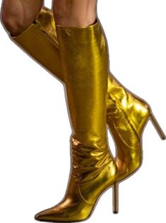 Gold Heels With Round Toe, Gold Fitted Knee-high Boots, Fitted Gold Knee-high Boots, Fitted Knee-high Gold Boots, Elegant Gold Fitted Heeled Boots, Elegant Fitted Gold Heeled Boots, Fitted Gold Knee-high Heeled Boots, Fitted Gold Heels For Fall, Zipper Boots