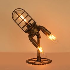 Retro Steampunk Rocket Lamp，Table lamp Rocket Lamp, Steampunk Table Lamp, Steampunk Dog Lamps, Wine Dispenser, Steampunk Rocket Lamp, Steampunk Aviation Lights And Lamps, Steampunk Lamp Wood, Retro Table Lamps, Crystal Light