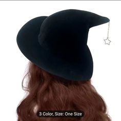 Witch Hat W/ Star Charm Classic Pagan Wiccan Halloween Spooky Season Bnwt