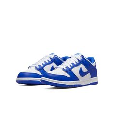 Nike Dunk Low Racer Blue, Dunk Low Racer Blue, Nike Shoes Blue, Nike Shoes Women Fashion, Pretty Sneakers, Kids Footwear, Blue Jordans, Nike Shoes Girls, Preppy Shoes