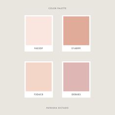 four different shades of pink, peach and beige with the words color palette on them