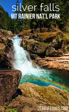 a waterfall in the woods with text overlay reading washington kid friendly hiking