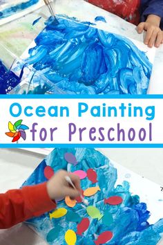 an ocean painting for preschool with the title overlay