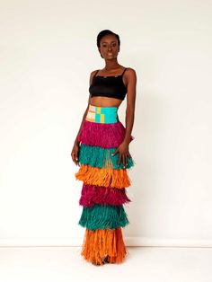 Cynthia Abila Okoroshi Skirt – Industrie Africa Raffia Crafts, African Luxury, Andrea Iyamah, Lagos Fashion Week, Color Block Skirt, Red Carpet Ready, Only Fashion, Skirted Swimwear, Daily Look