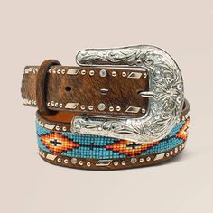 Southwest Beaded Hair-On Belt | Ariat Southwestern Adjustable Belts For Western-themed Events, Adjustable Southwestern Belt For Western-themed Events, Southwestern Adjustable Belt For Rodeo, Adjustable Southwestern Belt For Rodeo, Western Embroidered Adjustable Belt, Western Adjustable Belts For Festivals, Adjustable Western Belts For Festivals, Western Style Adjustable Belts For Festivals, Southwestern Adjustable Embroidered Belt