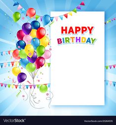 a birthday card with balloons and streamers