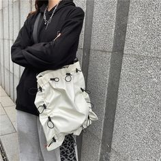 UAKISS - Ladies Drawstring Large Capacity Shoulder Messenger Bag Waterproof Solid Color Crossbody Bags Shopping Folding Casual New Woven Beach Bags, Hobo Crossbody Bag, Woman Personality, Girls Handbags, Commuter Bag, Fancy Bags, Vintage Soft, Chain Crossbody Bag, Black Crossbody