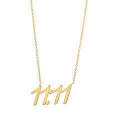 For the girl who loves Gold and high vibrations! 11:11 represents intuition, creativity, refinement, and fulfillment. Seeing 11:11 can be a call to reflect on your purpose in life. The number 11:11 is a high vibration number regarded as the number for spiritual awakening! In solid 14K gold, precision cut and attached to a dainty yet strudy cable chain, this piece will soon become your favorite. 

Size: 12mm(H) by 23mm(W)
Solid 14K Gold
Lifetime Guarantee
Made in Los Angeles The Number 11, High Vibrations, Spiritual Necklace, Number 11, Purpose In Life, It's Hot, Rose Gold Necklace, Metal Necklaces, A Call