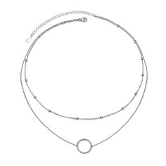 PRICES MAY VARY. Layered circle necklace was made of 925 sterling silver,dainty but sturdy;plated with white gold,with high quality material,our circle layer choker necklace won't fade,turn green,or cause itchiness. Pay attention to size:short chain:13";long chain:15";with 3" extender (adjustable to fit most women)and sturdy lobster clasp.Measure your neck to to make sure if this circle necklace fits you.Both chain and clasp are also Sterling Silver base Simple stylish double layered circle neck Trendy Silver Round Charm Necklaces, Trendy Round Clavicle Chain Charm Necklaces, Trendy Round Necklaces With Adjustable Chain, Trendy Round Necklace With Adjustable Chain, Silver Necklace With Adjustable Open Circle Chain, Trendy Adjustable Necklaces, Dainty Circle Adjustable Necklace, Dainty Circle Charm Necklace With Clavicle Chain, Silver Circle Necklace With Delicate Chain