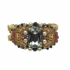 Gold and Black Cuff-Miriam Haskell-Swag Designer Jewelry Best Selling Jewelry, Miriam Haskell Jewelry, Miriam Haskell, Gold Filigree, Gift Card Sale, Diamond Crystal, Selling Jewelry, Black Diamond, Beautiful Jewelry