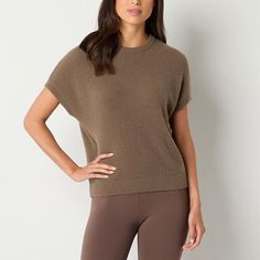 Wrap yourself in cozy comfort with this Stylus women's pullover sweater. Crafted from a soft fabric, it features a regular-fit, a crew neck, and short dolman sleeves. Pair it with leggings or jeans for an effortless look.Closure Type: Pullover HeadFit: Regular FitNeckline: Crew NeckSleeve Length: Short SleeveSleeve Style: Dolman SleeveApparel Length: 22 Inches - FrontFiber Content: 100% NylonCare: Machine WashCountry of Origin: Imported Sweater Brown, Large Sweaters, Small Sweater, Short Sleeve Pullover, Pullover Sweater Women, Brown Sweater, Comforters Cozy, Dolman Sleeve, Stylus