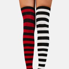 These Socks Have A Thigh High Rise And A Two Tone Asymmetrical Stripe Pattern. Dolls Kill Nwot Polyester Blend One Size Smoke Free/Pet Friendly Home Red And Black Thigh High Socks, Trendy Red Thigh-high Stockings, Casual Red Thigh-high Stockings, Red Stretch Thigh-high Socks, Fitted Trendy Red Knee-high Socks, Trendy Fitted Red Knee-high Socks, Trendy Red Thigh High Hosiery, Trendy Red Thigh-high Hosiery, Trendy Red Thigh High Tights