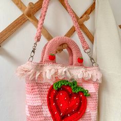 Strawberry Handbag Crochet Bag Strawberry Shoulder Bag - Etsy Myanmar Summer Pink Crochet Crossbody Bag, Pink Crochet Satchel Bag With Adjustable Strap, Trendy Pink Crochet Bag With Adjustable Strap, Pink Satchel Crochet Bag With Adjustable Strap, Casual Pink Crochet Bag With Adjustable Strap, Casual Pink Crochet Crossbody Bag, Casual Pink Crochet Shoulder Bag, Cute Pink Square Bag, Handmade Pink Crochet Shoulder Bag