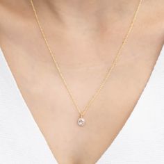 "14k gold 5mm Rose cut diamond solitaire necklace * ≈0.30ct, ≈5x5mm, white diamond, si clarity and up * Genuine rose cut white diamond, not synthetic not lab created * Solid 14k gold rope chain, adjustable length at 16\" and 18\" with spring clasp closure * Made of 100% recycled precious metal and ethically sourced gemstone * Comes with a gift box and a bow tie" Delicate Solitaire Pendant Necklace With Brilliant Cut, Delicate Solitaire Necklace With Brilliant Cut Pendant, Delicate 14k Gold Solitaire Necklace With Prong Setting, Delicate Solitaire Diamond Cut Pendant Necklace, Delicate Solitaire Pendant Necklace With Single Cut Diamonds, Delicate Solitaire Round Pendant Necklace, Delicate White Diamond Necklace With Brilliant Cut, Delicate White Diamond Necklace Brilliant Cut, Delicate White Brilliant Cut Diamond Necklace