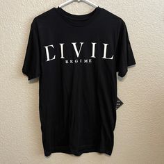 Nwt Civil Regime Shirt Size Medium Inventory Bin I Black Edgy Shirt With Text Print, Edgy Black Shirt With Text Print, Concert Tshirts, Yoga For Men, Tour Shirt, Tie Dye T Shirts, Short Sleeve T Shirt, Gray Tshirt, Calvin Klein Jeans