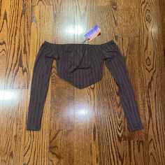 Brand New | Never Worn | Size: Xs (2) Brown Stretch Tops For Night Out, Stretch Brown Tops For Night Out, Stretch Brown Top For Night Out, Casual Brown Tops For Night Out, Textured Crop, Tops Shein, Shein Tops, Crop Tee, Off The Shoulder