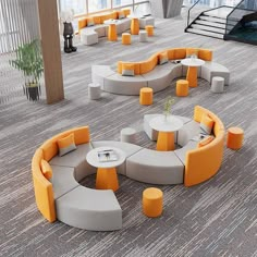 Creative Curved Circular Lounge Sofa Coffee Table Set – Anzhap Modular Seating Lobby, Circular Furniture Design, Modular Seating Design, Circular Interior Design, Waiting Lounge Design, Office Lounge Interior, Atrium Seating, Bar Lounge Seating, Modern Waiting Room