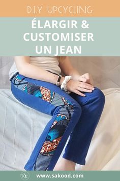 customisation jeans agrandissement pantalon avec du wax refashion et upcycling Refashion Trousers, Jean Transformation Diy, Upcycling Jeans, Couture Top, Upcycling Clothes, Art Appliqué, Couture Tops, Diy Upcycling, Recycle Jeans