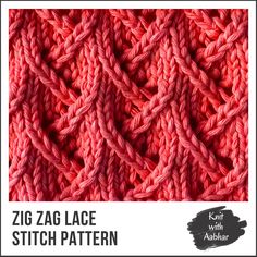 the knitting stitch pattern is knitted in red yarn